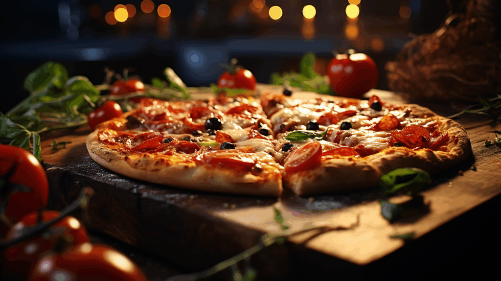 bild zeigt eine gebackene Pizza